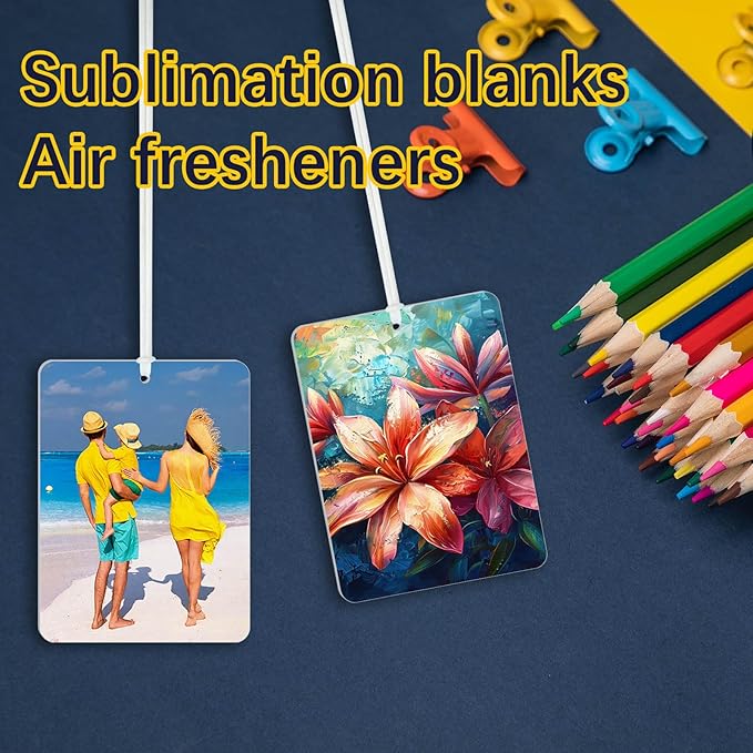 200 pcs sublimation air fresheners blanks ，sublimation car freshener blanks with packaging air freshener blanks DIY Air Freshener for Car and Home Hanging Decoration