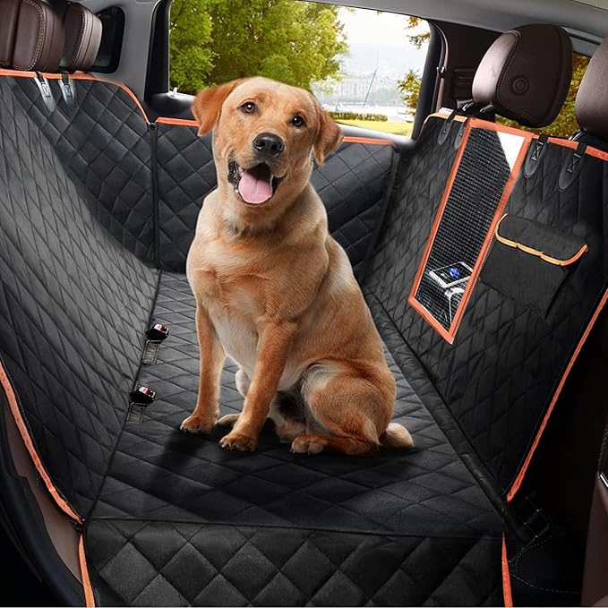 Dog Car Seat Cover for Back Seat with Mesh Window, 600D Heavy Duty Waterproof Hammock, Universal Fit for Cars and SUVs (Standard 56.5"x53")