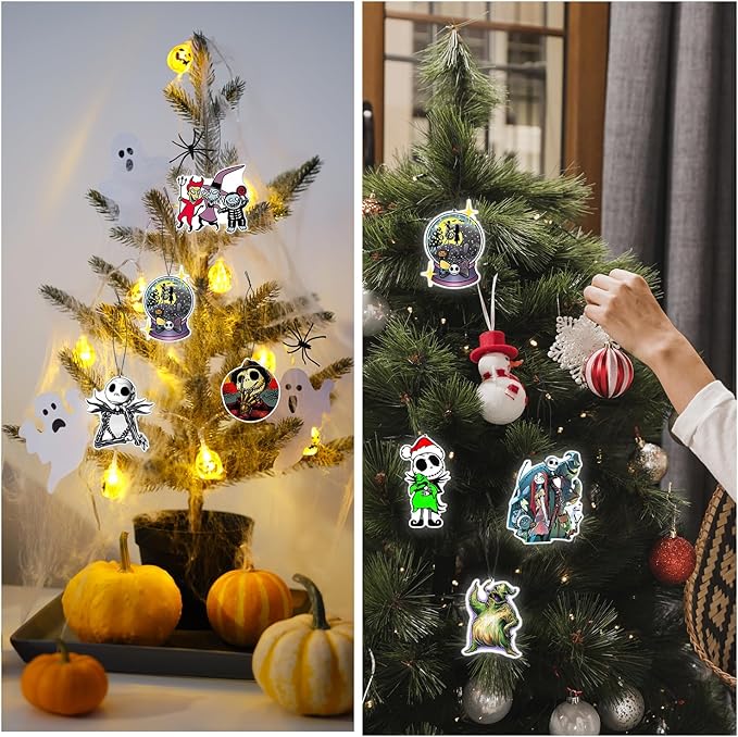 Horror Christmas Skull Car Air Freshener Card Pendant（8Pack Fresh Ice Scent） Gifts Cartoon Halloween Merch Party Supplies Room Decor Accessories for Hanging Rearview Car Interior