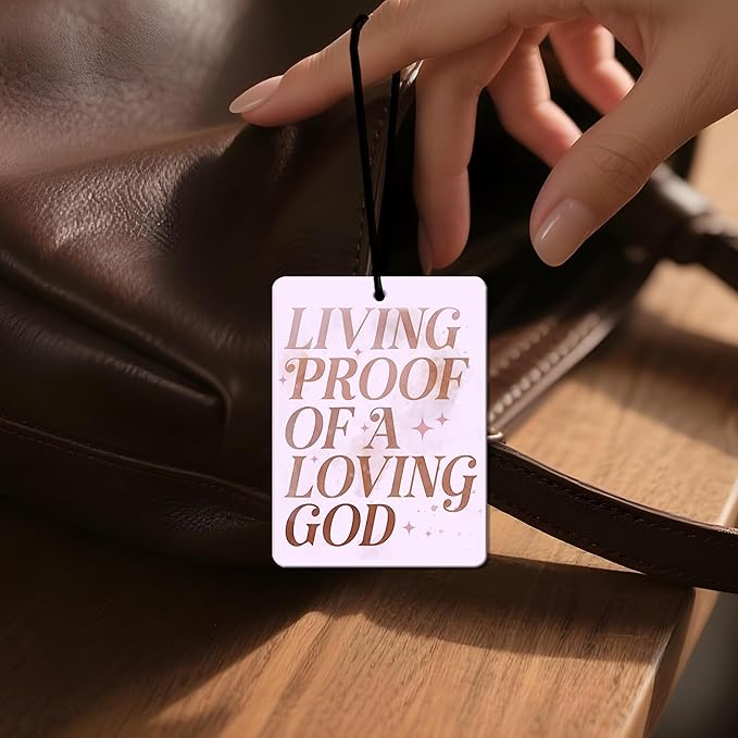 Christian Car Air Freshener 4 Pcs, Pink Inspirational Bible Quote Scented Hanging Decor for Women, Vehicles Home Church, Faith Based Mirror Gift