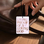Christian Car Air Freshener 4 Pcs, Pink Inspirational Bible Quote Scented Hanging Decor for Women, Vehicles Home Church, Faith Based Mirror Gift