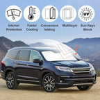 Windshield Sun Shade Custom Fit for 2016-2024 2025 2026 Honda Pilot Accessories Foldable Sunshade Sun Blocker Protect Car from Sun Rays & Heat Damage Keep Car Cooler