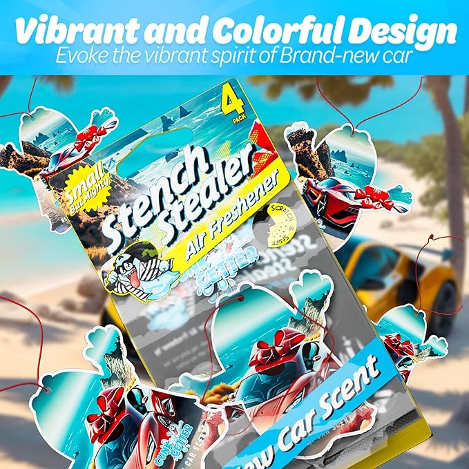 Car Air Fresheners- Long Lasting Scent, Odor Eliminator, Home Essentials, Fresh Fragrance- 96 Pack- New Car