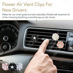 Cute Car Air Fresheners Vent Diffuser, 3-Pc Flower Air Vent Clips for Essential Oils, New Car Gifts for Teens and Women, Commuter Gifts, Gift Boxed