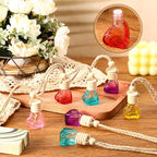 50 Pcs 6ml Hanging Car Air Diffuser Bottle Empty Glass Perfume Air Freshener Heart Love Bottle Diffuser Pendant Valentine's Day Essential Oil Fragrance Aromatherapy Ornament (Multicolor)