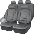 CAR PASS Leather Seat Covers Full Set Universal Water Resistant 3D Foam Back Support, Luxury Comfort Automotive 5 Seat Covers All Season Fit for SUV,Sedan,Van, Airbag Compatible Elegance (Gray)