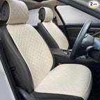 Linen Car Seat Covers Front Seat Covers Breathable Cloth Fabric Car Seat Protector - Universal Fit for Cars, Vans, SUVs, Trucks - 2 Units - Beige