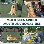 Backseat Cover for Dogs, Waterproof and Non-Slip Pet Bench Seat Covers, Car Seat Protector for Back Seat, Universal Size Rear Car Seat Cover Fits Cars, Trucks and SUVs, L-Army Green&Grey