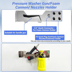 Pressure Washer Gun Holder, Power Washer Snow Foam Lance Holder Tool Organizer, Wall Mounted Nozzle Tips and Foam Cannon Kit Storage Rack of Car Wash Accessories, 1/4" Quick Connect