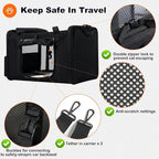 25''(L) x 17''(W) x 17''(H) Extra Large Expandable cat Carrier for car Travel,Soft Crate for 1 Large / 2 Medium Cats up to 35 lbs,Long Road Trip cage with a Leakproof Portable Litter Box
