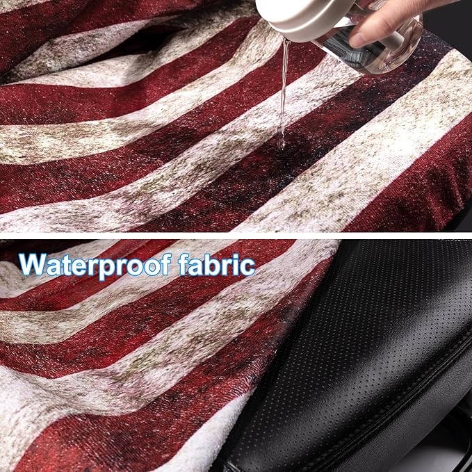 Back Seat Cover for Car Trucks Van SUV, Waterproof Rear Bench Towel Seat Covers for Dogs and Kids, Non-Slip Automotive Backseat Protector, Machine Washable (Bench Flag)
