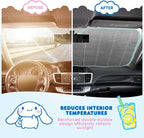 Carbella Cinnamoroll Car Windshield Sun Shade, Official Sanrio Accordion Style Sunshade for Car Window, Cute Kawaii Car Sun Shade Windshield, Cinnamoroll Car Accessories for Women (Lemon Chill)