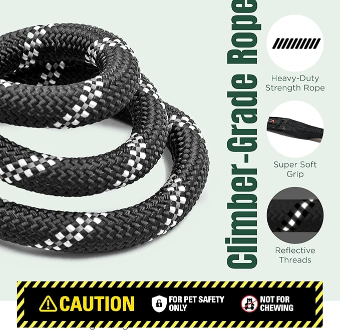 Dog Seat Belt for Car | Universal Pet Car Seatbelt with Reflective Climbing Rope, Aviation Aluminum Carabiner with 360° Swivel & Auto-Lock, Secure Safety Restraint (Carbon Black 360°)