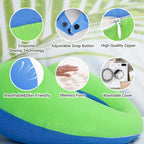 COOLBEBE Kids Travel Neck Pillow, Softly Double Support Neck Pillow for Car & Airplane, Traveling Gifts for Toddler & Children (1, Bluish Green)