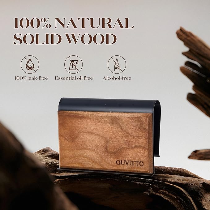 Wood Car Air Freshener – Long Lasting Natural Essential Oil Car Fragrance, Luxury Odor Control, Sun Visor Clip Diffuser, Premium Natural Wood Car Fragrance - Open Air Scent