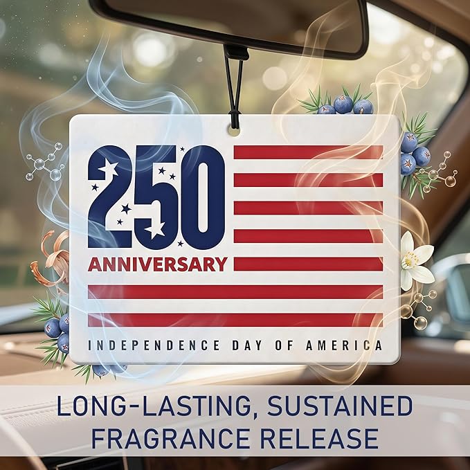9Pcs USA 250th Anniversary Car Air Freshener, 1776-2026 Semiquincentennial Commemorative Hanging Ornament, Patriotic Double-Sided Scented Tablet, 2026 Independence Day Souvenir Gifts (Style 3)