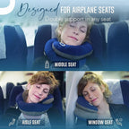 BCOZZY Travel Neck Pillow for Airplane – Patented Double Support for Head, Neck, and Chin. Best for Long Flights, Plane Sleeping & Car Rides. Adjustable Size. Fully Washable. Carry Bag. X-Large, Black