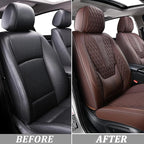 Coverado Front Seat Covers, Car Seat Covers Front Seats, Nappa Leather Seat Covers for Cars, Waterproof Seat Covers with Lumbar Support Universal Fit for Most Cars SUV Trucks (Front, Coffee)