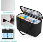 Trunab First Aid Bag Empty Small Medicine Storage Case, Insulated Medication Cooler Bag, Travel Pill Bottle Organizer for Prescription, Insulin, Supplements or Medical Supplies, Black(Bag Only)
