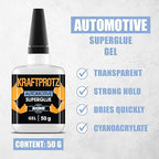 Automotive Super Glue Gel for Car Trim, Bumpers, Brackets & Fairings – 1.76 oz XXL – No-Drip, Ultra Strong, Oil-Resistant, Heatproof Bond for Trucks, Motorcycles & RVs – KRAFTPROTZ