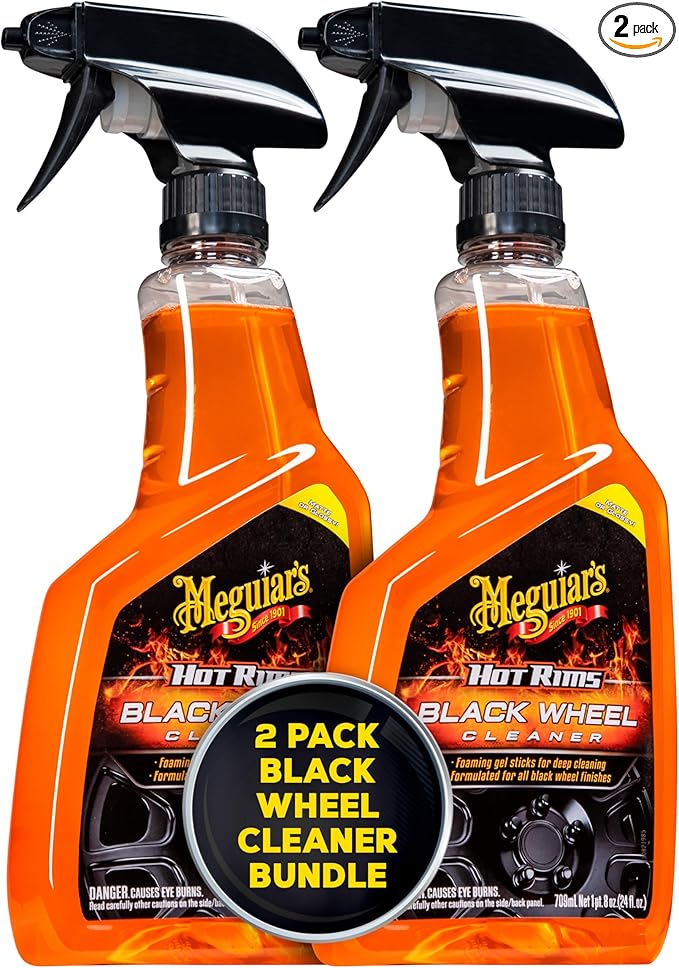 Meguiar's Hot Rims Black Wheel Cleaner - Powerful Formula to Easily Remove Stubborn Brake Dust & Tough Grime - 24 Oz (Pack of 2)