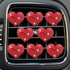 8 Pcs Bling Heart Air Freshener Vent Clips - Crystal Heart Rhinestone Car Decoration, Cute Car Accessories for Women Girls (Red)