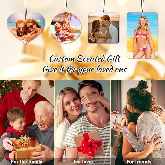 Custom Air Fresheners with Picture - Personalized Double Sided Photo Text Air Freshener for Car Wardrobe Bathroom Hanging Ornaments (Round-1PCS)