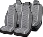 Road Comforts Baja Bench Seat Covers Grey Diamond Rear Blanket Seat Covers - Jacquard Fabric, Airbag Compatible, Universal Fits Car, Truck, SUV, and Vans