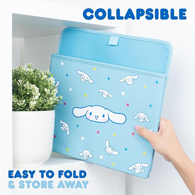 Sanrio Cinnamoroll Car Trunk Organizer and Storage Bin - Collapsible Simple Compartment Convenient Heavy Duty, Fold Up for Easy Storage Box, Automotive Seat Cargo Groceries Tools - 12.5L x 12.5W x 9H