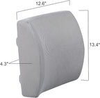 Lumbar Pillow for Chair and Car, Back Support for Office, Memory Foam Cushion with Mesh Cover - Gray