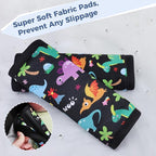 COOLBEBE Car Seat Straps Shoulder Pads for Baby Kids, Super Soft Seat Belt Covers for All Car Seats/Pushchair/Stroller/High Chair, Dinosaur Style, Polyester Material