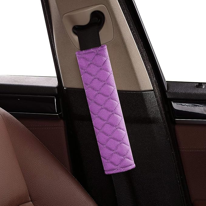 4 Pack Universal Car Seat Belt Pads, Adult Seat Belt Shoulder Strap Covers Harness Pad for Car/Bag,Soft Comfort Helps Protect You Neck Shoulder from The Seat Belt Rubbing (4pack-Purple)