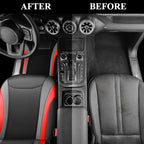 CAR PASS Leather Car Seat Covers Full Set with Waterproof Car Floor Mats,Airbag Compatible,Automotive Interior Covers for Cars Sedans,Trucks,Vans,SUV with Car Carpet Mats(Black and Red)