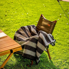 PuTian Merino Wool Blanket - 87" x 63" Thick Warm Soft Large Bed Throw - Great for Camping, Outdoors, Travel, Car, Couch, All Seasons Grey Stripe
