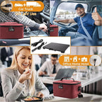 Aotto Portable Oven, Electric Lunch Box Food Heater - 12V/24V/110V 3-in-1 Car Food Warmer - Heated Lunch Box for Adults - Cook, Reheat & Keep Meals Warm for Car, Truck, Travel, Work, Home - Red