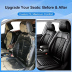 Fit CX-30 Car Seat Covers (Front Pair) for Select Mazda CX30 2020-2025, Premium Full Coverage Leather, Airbag Compatible, Waterproof All Weather Breathable Seat Cushion Protector, Black