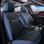 Coverado Car Seat Covers Front, Seat Covers for Cars, Waterproof 2-Pack Car Seat Cushions, Leather Carseat Seat Protectors, Universal Seat Covers Fit for Most Sedans SUV Pick-up Trucks(Blue&Black)