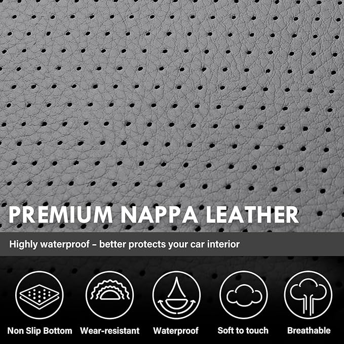 Coverado Silverado Seat Covers Full Set, Faux Leather Car Seat Covers Fit for Chevy Silverado GMC Sierra 2007-2013 & 2019-2026 1500, 2020-2026 2500HD 3500HD Crew Double Extended Cab(Gray)