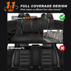 AOMSAZTO Seat Covers for Model 3 2017-2023-Full Set Leather Waterproof Car Seat Covers Airbag-Ready Design Custom Fit for Tesla Model 3(with Armrest & Rear Door Pads Cover)-Black