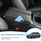 2024 2025 2026 X5/X6/X7/XM Center Console Cover for BMW Dual-Opening Center Console, Cushion&Comfy Leather Armrest Cover 2026 2025 X5 X6 X7 XM Accessories (Padded)