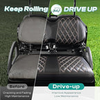 DRIVE UP Golf Cart Diamond Seat Covers, Black Diamond Club Car Precedent Seat Covers, Brown Stitching Golf Seat and Backrest Leather Covers for Club Car Front Seats, Wipe Clean, Waterproof