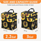 3 Gallons Car Trash Can with Lid, Car Bag Bin Hanging Waterproof Automotive Garbage Cans Leak Proof Vehicle Trash Can Sunflower