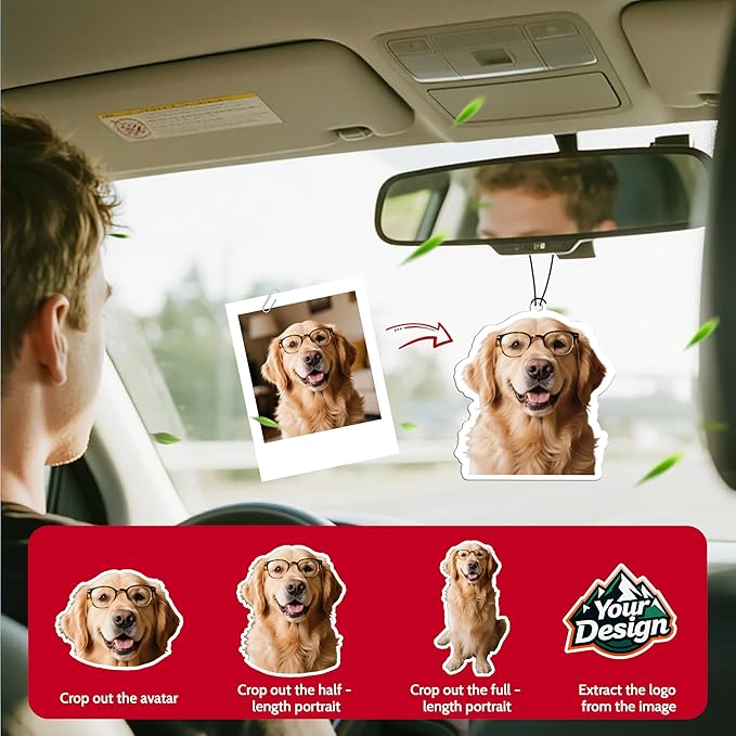 Bemaystar Custom Air Fresheners with Picture - Personalized Air Freshener for Car,Custom Double Sided Air Freshener for Wardrobe Bathroom Hanging Ornaments (Irregular Shape)