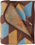 PuTian Merino Wool Blanket - Large Warm Soft Washable Camp Blanket Throw for Bed Couch Camping Outdoor Travel Emergency, Brown Geometry