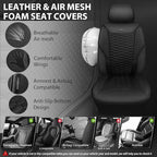 CAR PASS 3D Foam Mesh Leather Car Seat Covers Full Set,Breathable Mesh Faux Leather Seat Covers for Car,Universal Fit for SUV Truck Sedan Automotive, Armrest Airbag Compatible,Black