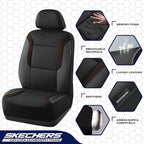 Skechers Memory Foam Car Seat Covers, Air Cool Mesh Thick Seat Covers, Car Seat Full Sets Airbag Compatible, Automotive Comfort for Most Cars,Vans,Trucks, SUVs,Brown