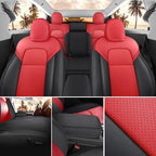 Tesla Model Y Seat Cover 2020-2024 Waterproof Nappa Leather Seat Cover Fully Wrapped (TY-Red+Black)