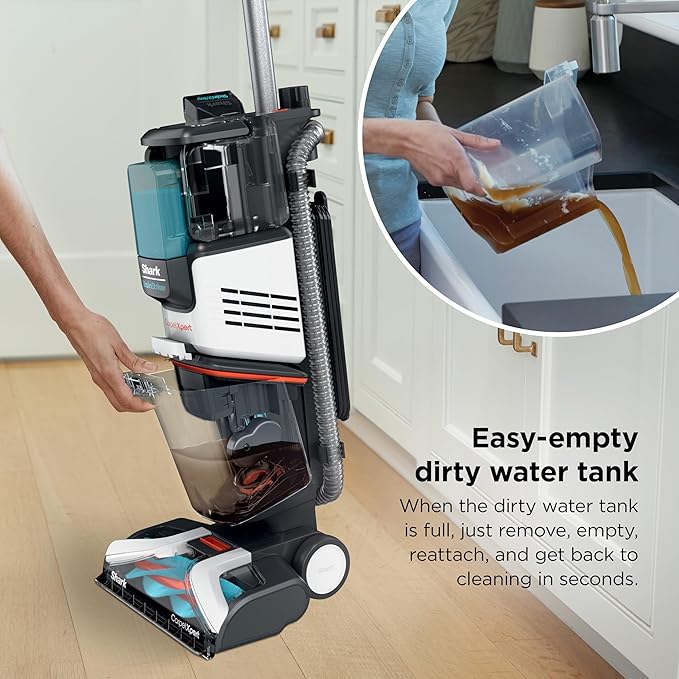 Shark CarpetXpert | Upright Carpet, Area Rug & Upholstery Cleaner | Carpet Shampooer with StainStriker Handheld Tough Stain Eliminator | Removes Tough Stains & Odors | 3 Cleaning Tools | White | EX201