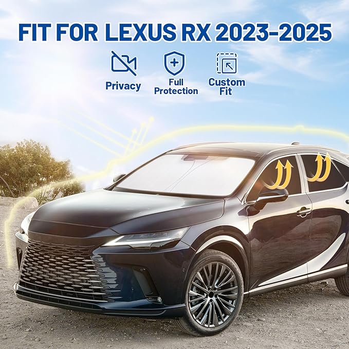 Car Window Shades for Lexus RX 2023-2025 Accessories - Full Set 8PCS Side Window Sunshades with Memory Frame & Blackout Fabric, Privacy UV Shield for Camping/Travel