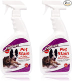 Capture Pet Stain & Odor Remover - Enzyme Pet Odor Eliminator for Home, Carpet Stain Remover for Cats & Dog Pee, Cat Urine Destroyer, Carpet Cleaner Spray - 32oz Portable Spray Bottle (2 Pack)